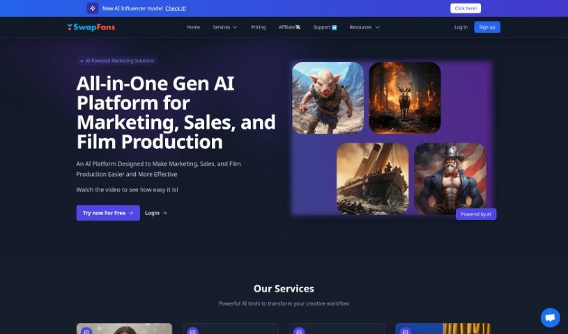 Screenshot of SwapFans AI