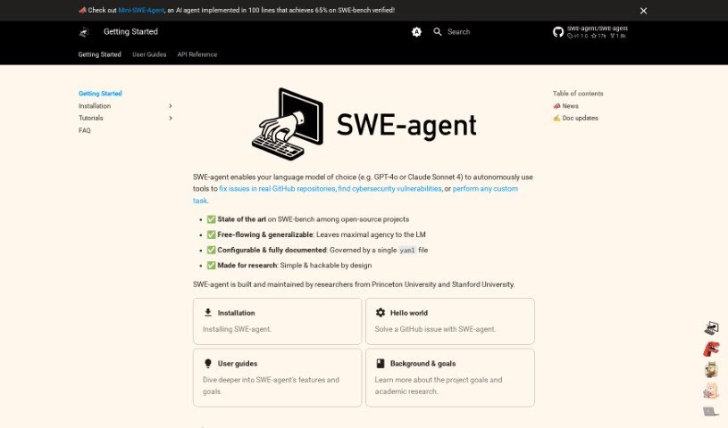 Screenshot of SWE-agent