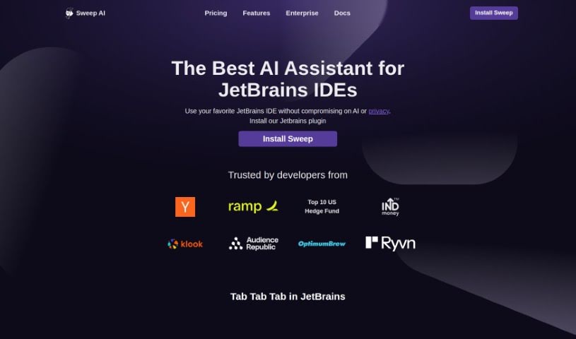 Screenshot of Sweep AI