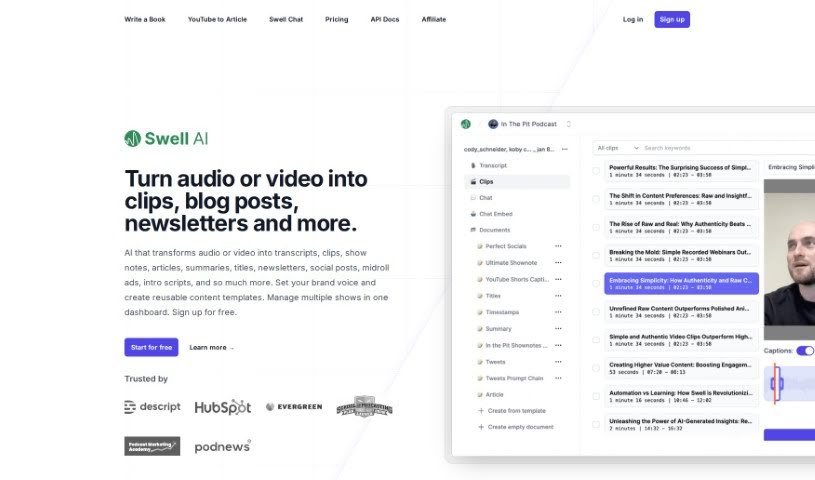 Screenshot of Swell AI