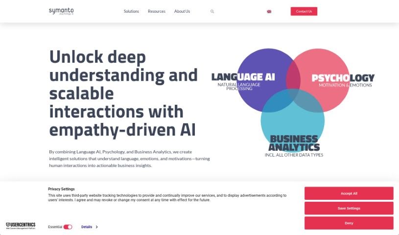 Screenshot of Symanto