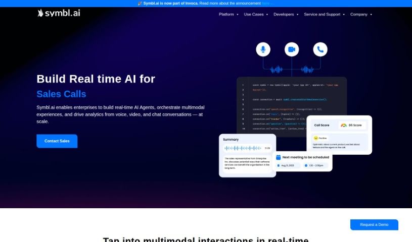 Screenshot of Symbl.ai