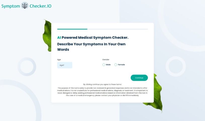Screenshot of Symptomchecker.io