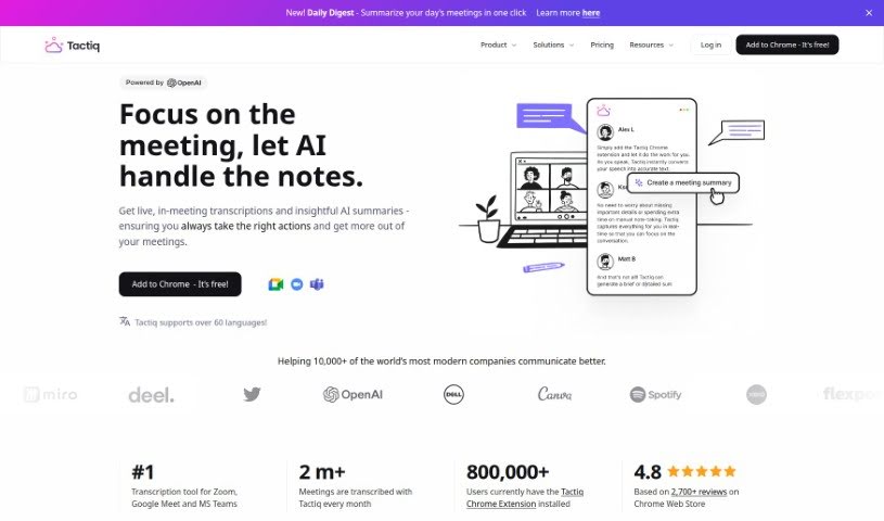 Screenshot of Tactiq