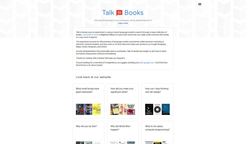 Screenshot of Talk To Books
