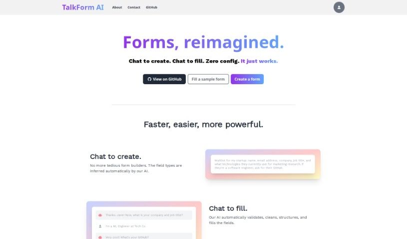 Screenshot of TalkForm AI
