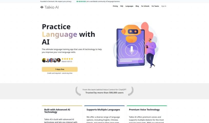 Screenshot of Talkio AI
