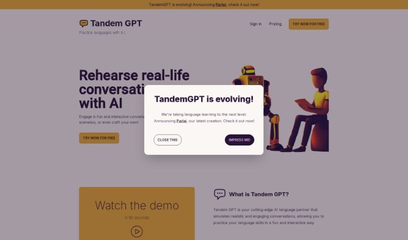 Screenshot of Tandem GPT
