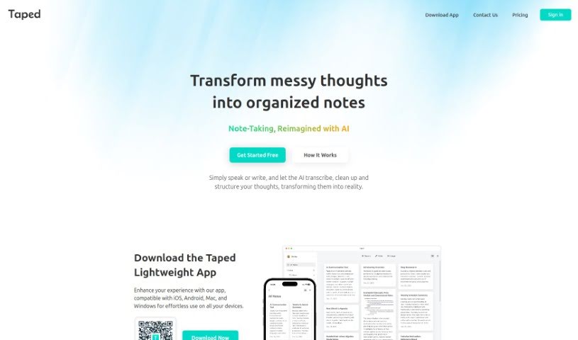 Screenshot of Taped.ai