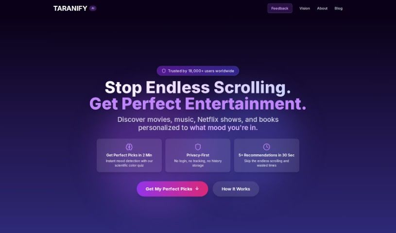 Screenshot of Taranify