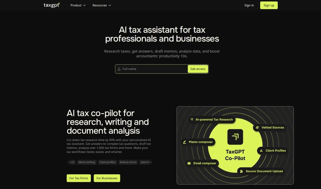 Screenshot of TaxGPT