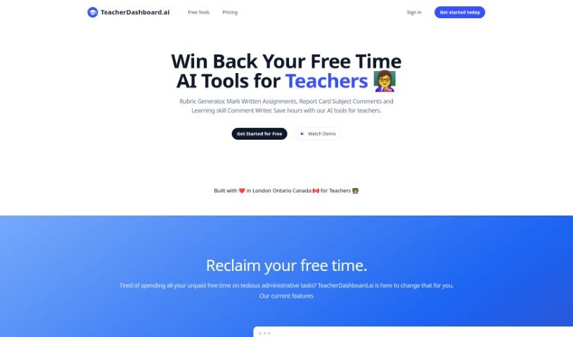 Screenshot of Teacherdashboard