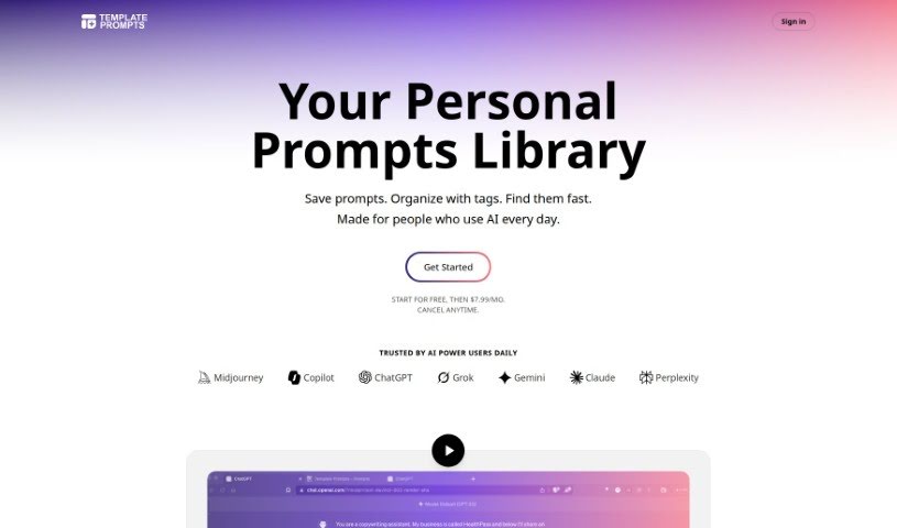 Screenshot of Template Prompts