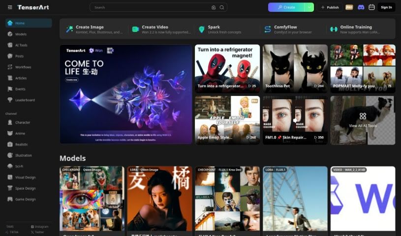 Screenshot of Tensor.art