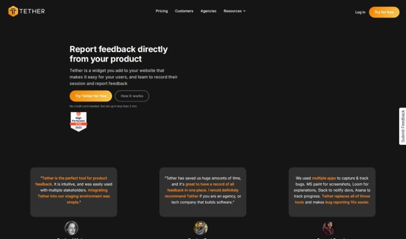 Screenshot of Tether
