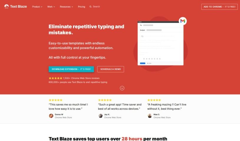 Screenshot of Text Blaze