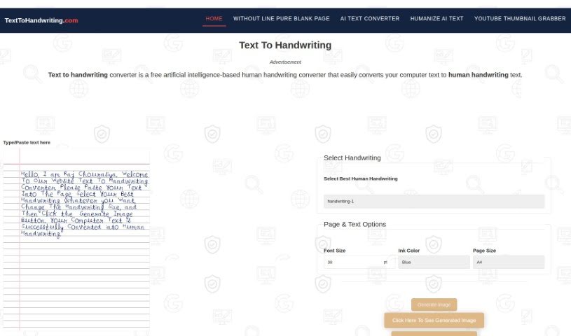 Screenshot of Text To Handwriting