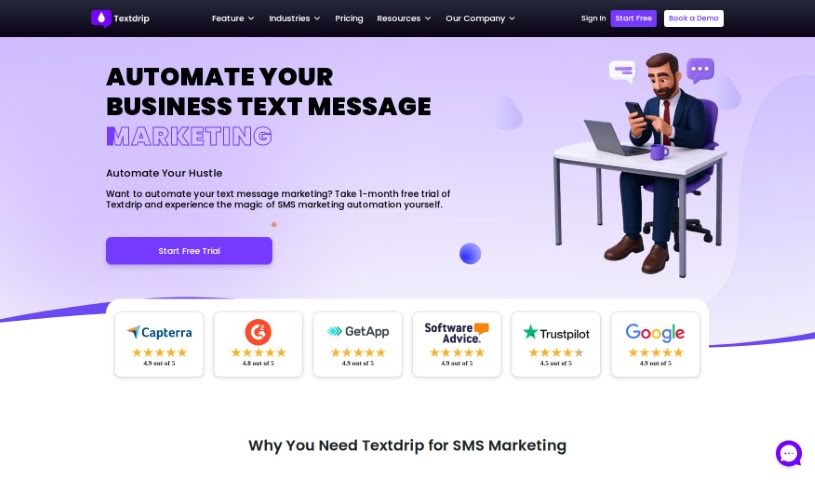 Screenshot of Textdrip