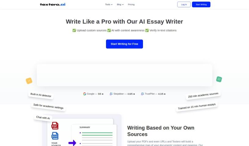 Screenshot of Textero AI Essay Writer