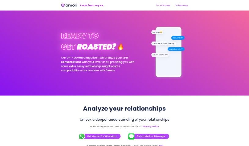 Screenshot of Texts From My Ex