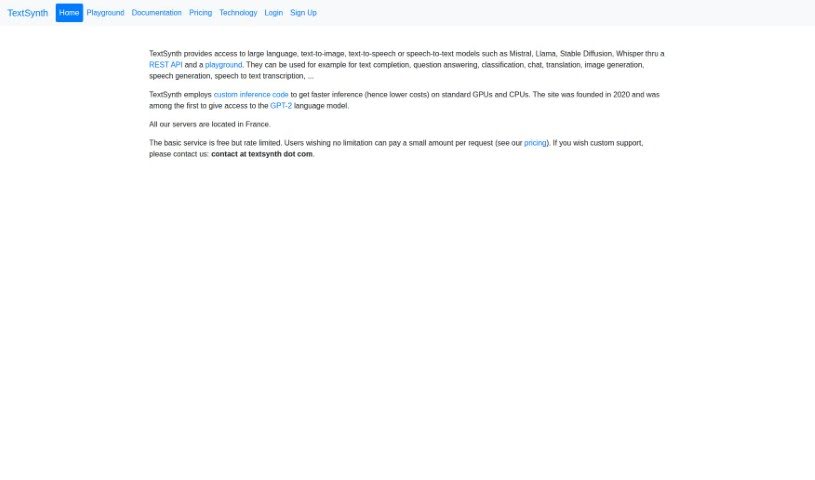 Screenshot of TextSynth