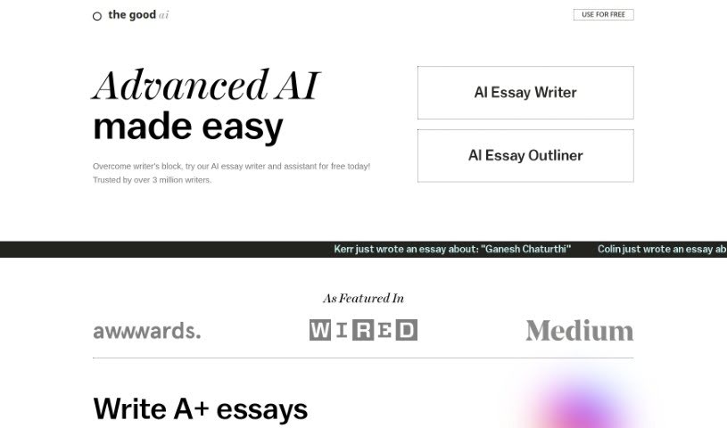 Screenshot of AI Essay Writer