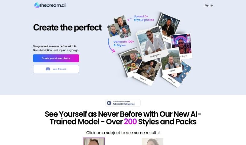 Screenshot of TheDream.ai