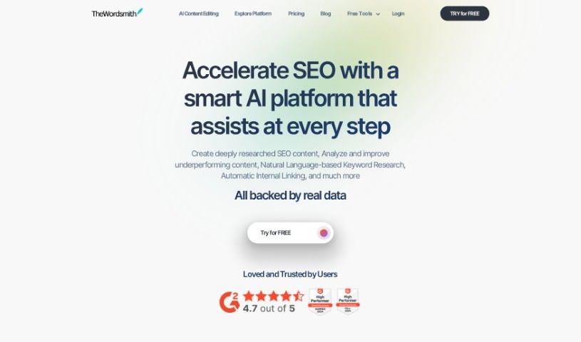 Screenshot of Thewordsmith.ai