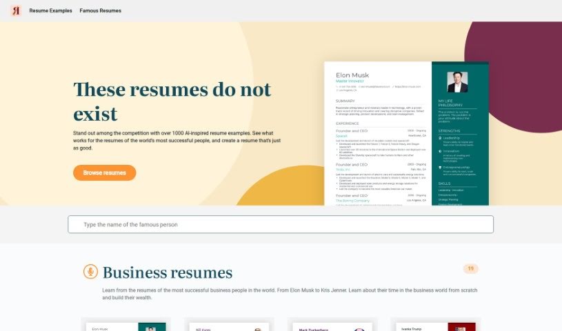 Screenshot of This Resume Does Not Exist