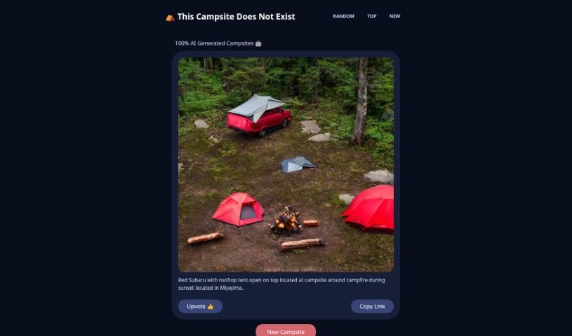 Screenshot of Thiscampsitedoesnotexist
