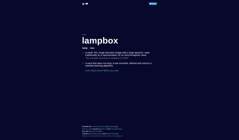 Screenshot of Thisworddoesnotexist