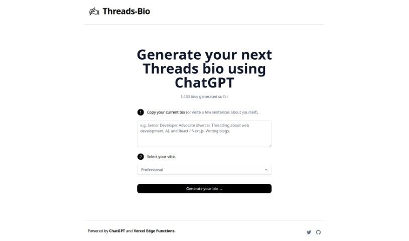 Screenshot of Threads Bio