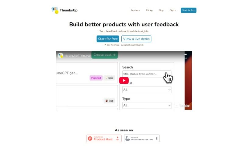 Screenshot of Thumbsup