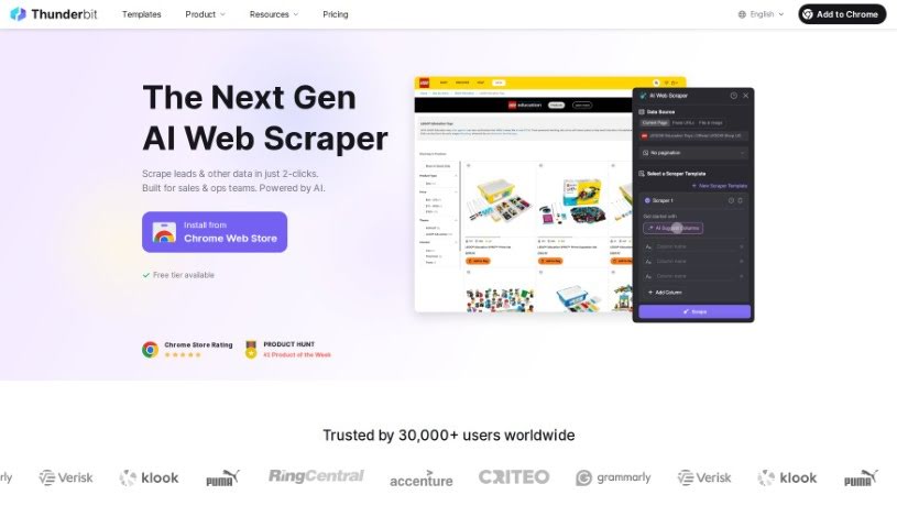 Screenshot of Thunderbit