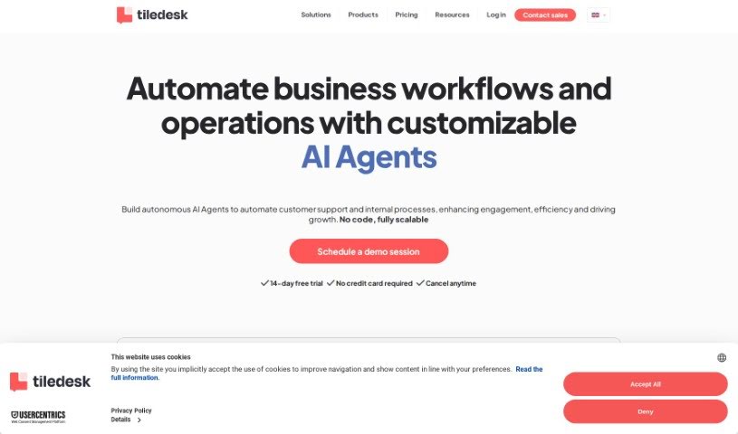 Screenshot of Tiledesk