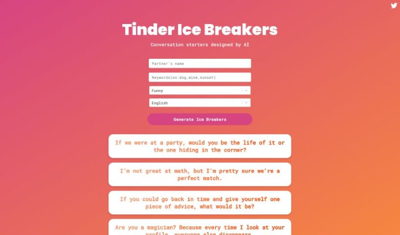 Screenshot of Tinder Ice Breakers