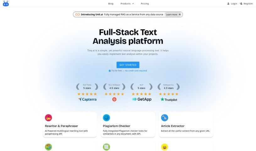 Screenshot of Tinq.ai