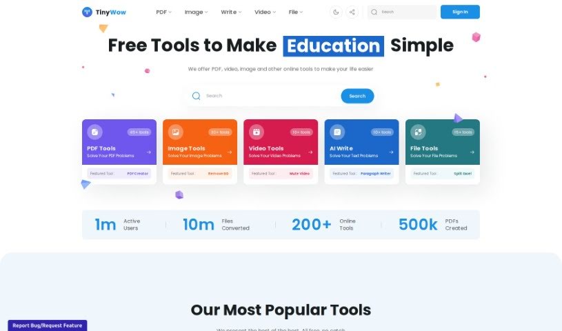 Screenshot of TinyWow