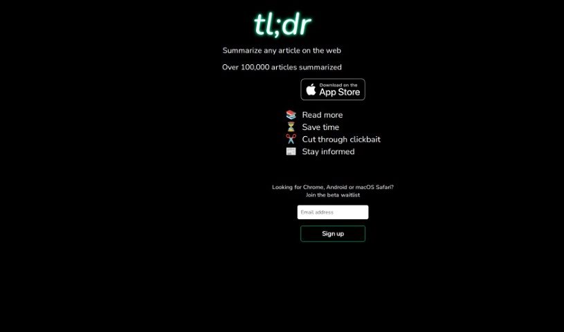 Screenshot of Tl;Dr Ai