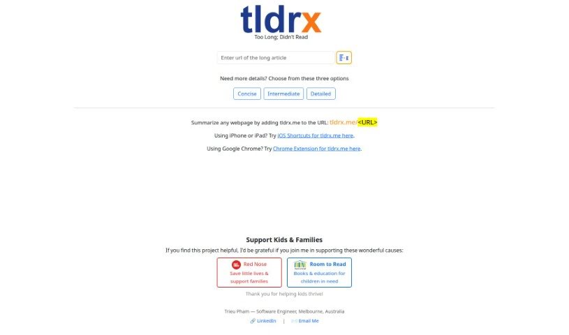 Screenshot of Tldrx