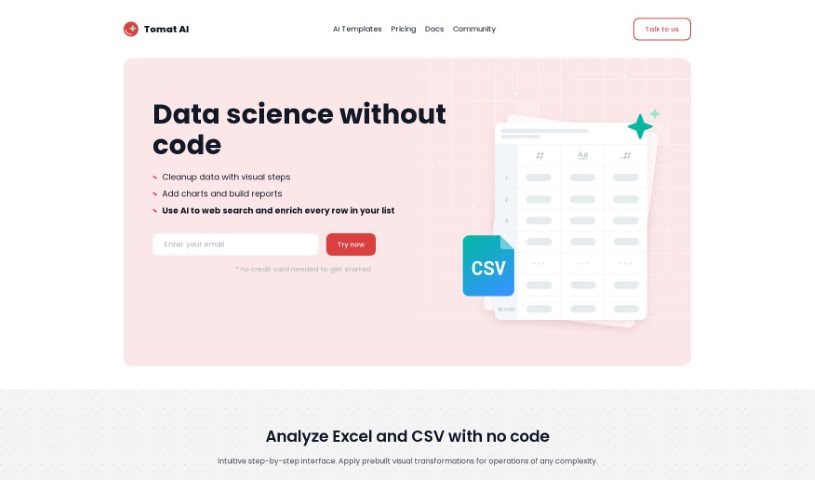 Screenshot of Tomat.ai