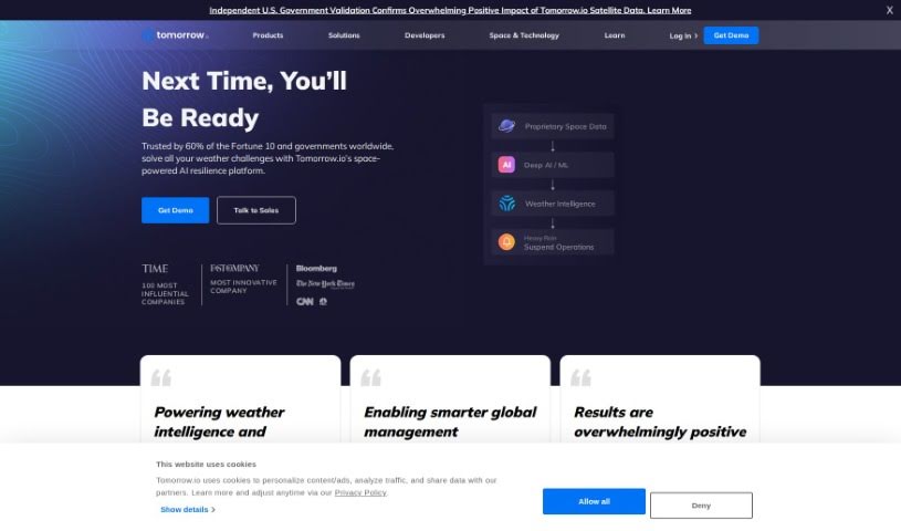 Screenshot of Tomorrow.io