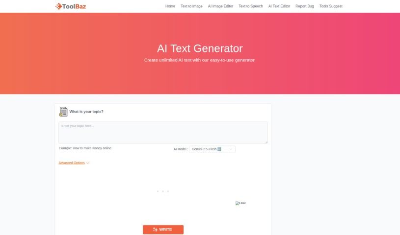 Screenshot of ToolBaz AI Text Generator