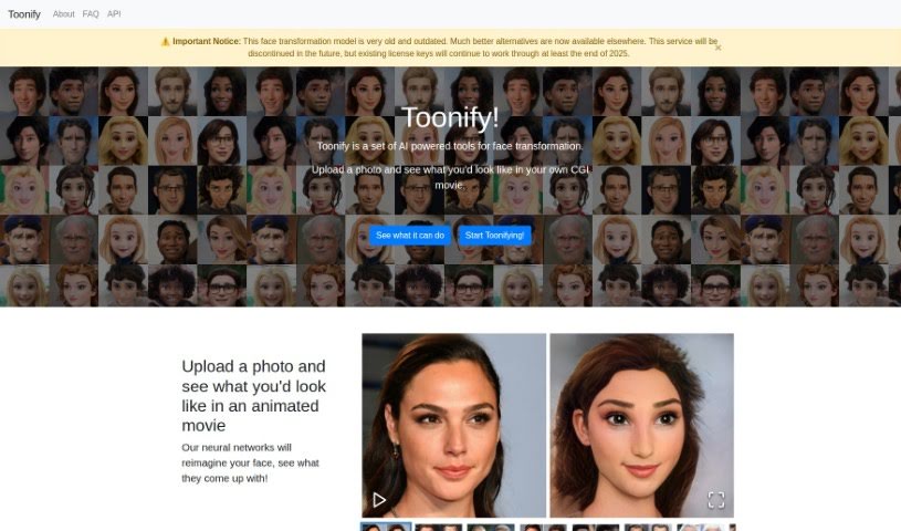 Screenshot of Toonify