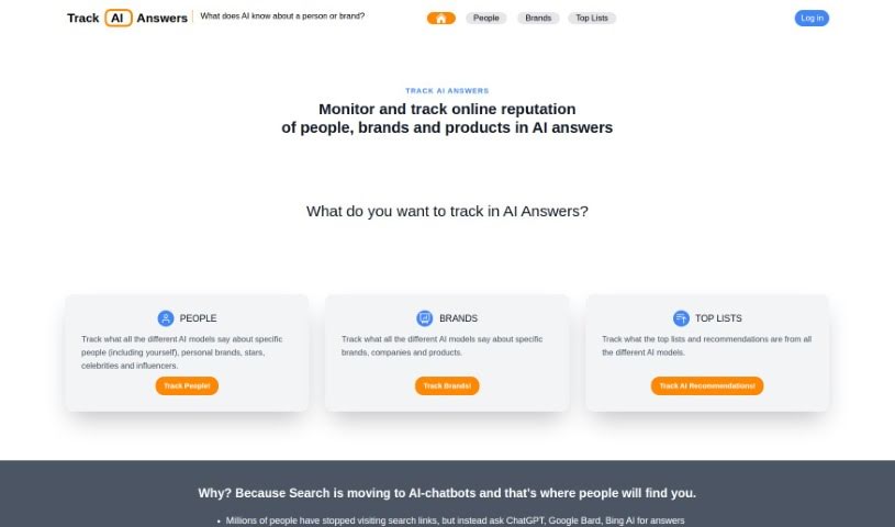Screenshot of Track AI Answers