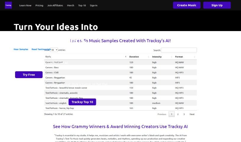 Screenshot of Tracksy