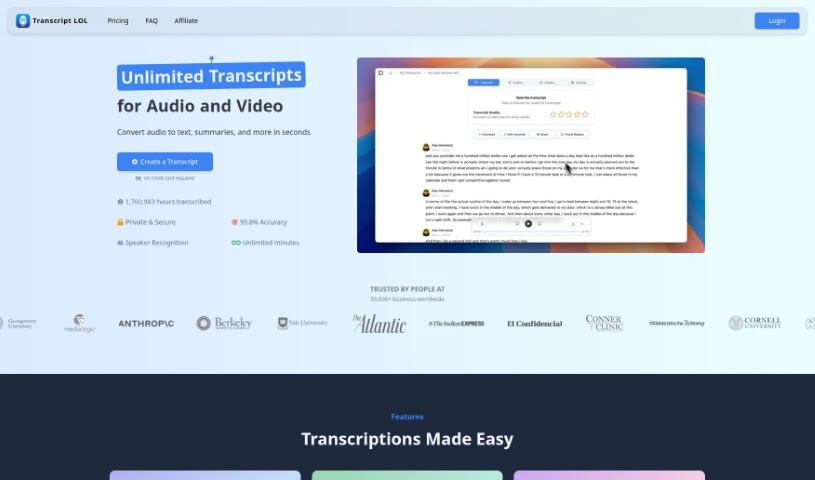 Screenshot of Transcript LOL