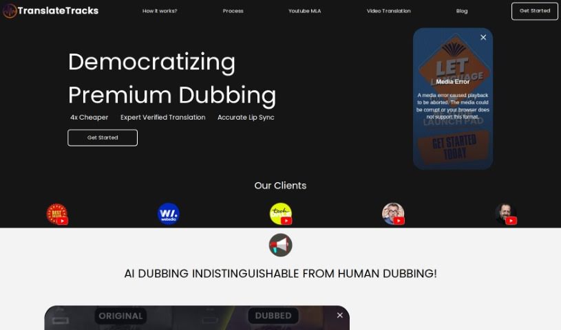 Screenshot of TranslateTracks