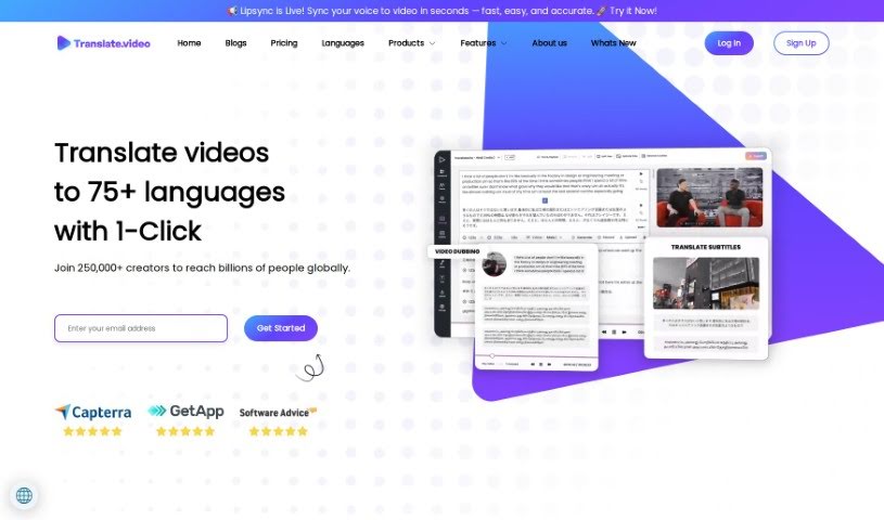 Screenshot of Translate.video