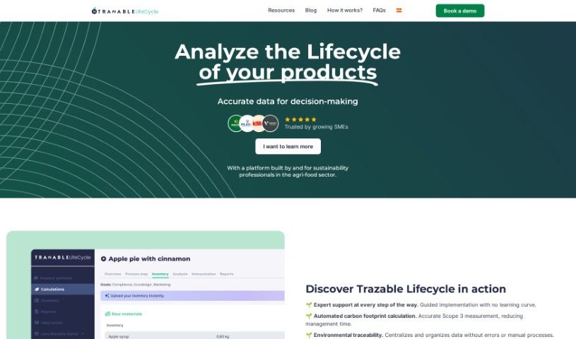 Screenshot of Trazable